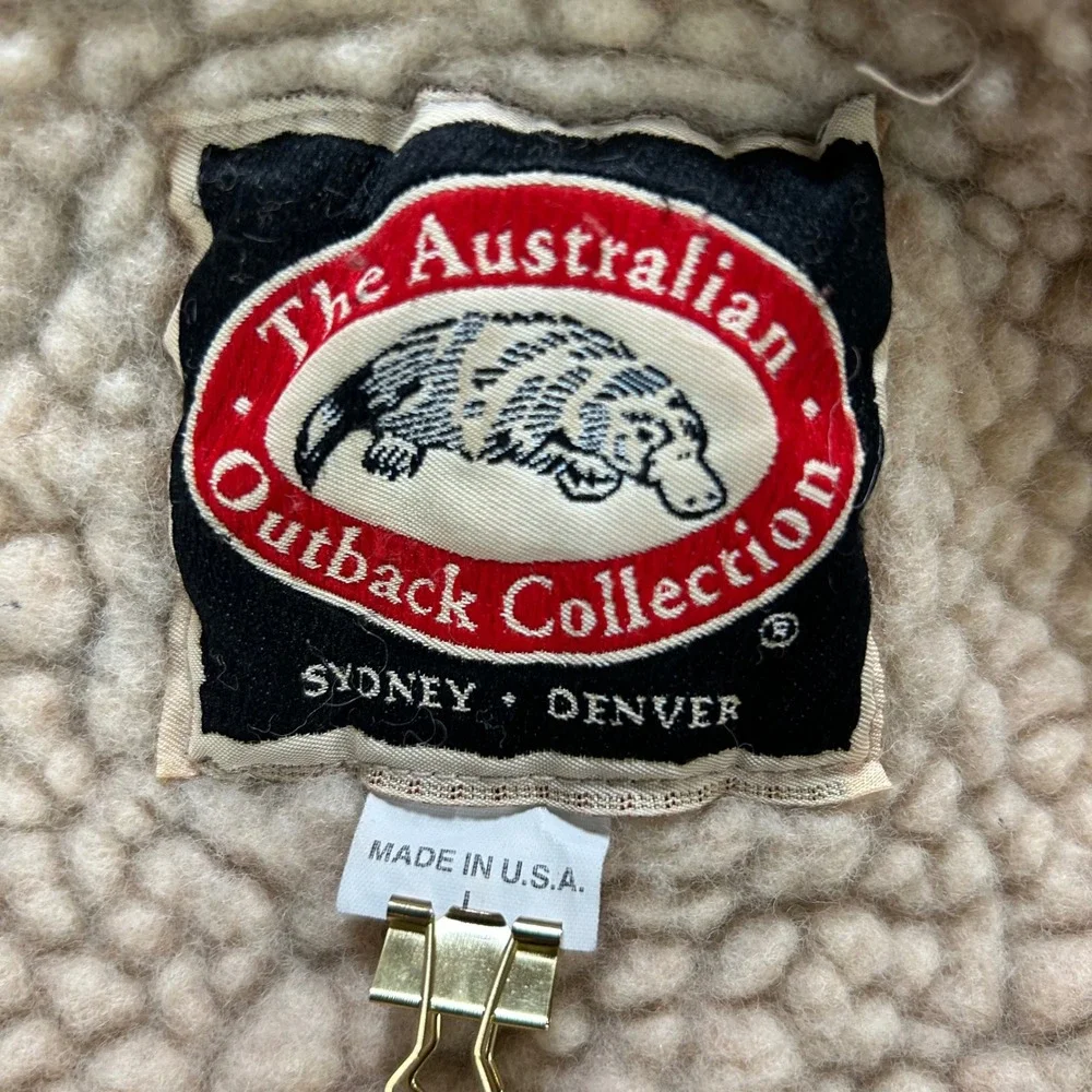 Australian Outback Collection Duster Jacket Mens L Black Waxed Cotton Vintage